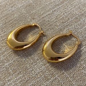 Brass plate 24K gold earrings vintage loop